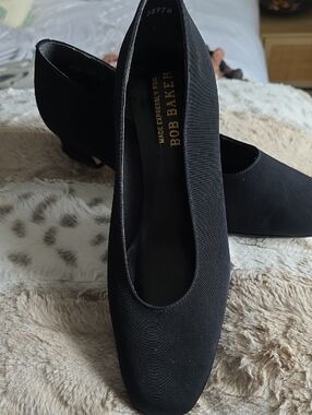 Bob Baker Classic Black Low Block Heel Pumps